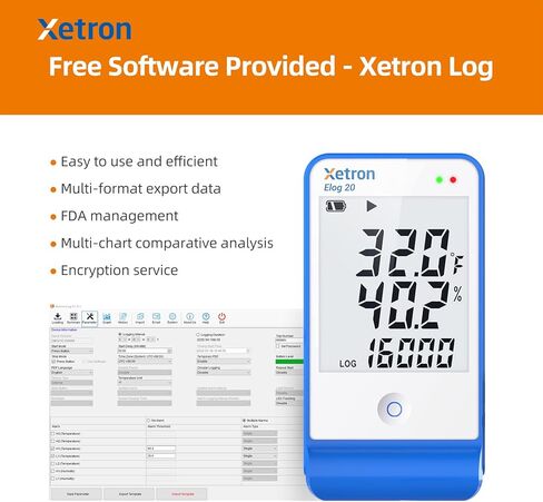 Elog20 Temperature Humidity Data Logger, Waterproof Temperature Recorder with Detachable Buffered Probe, Fridge Temperature Logger up to 16000 Points,PDF Report,This Year's Latest Production in Kuwait