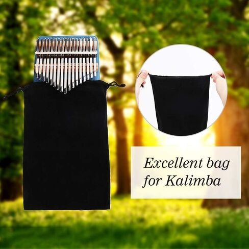 Kalimba Thumb Piano 17 Keys with Mahogany Wood with Bag, Hammer and Music Book, Perfect for Music Lover, Beginners, Children(Deer, Blue) in Kuwait