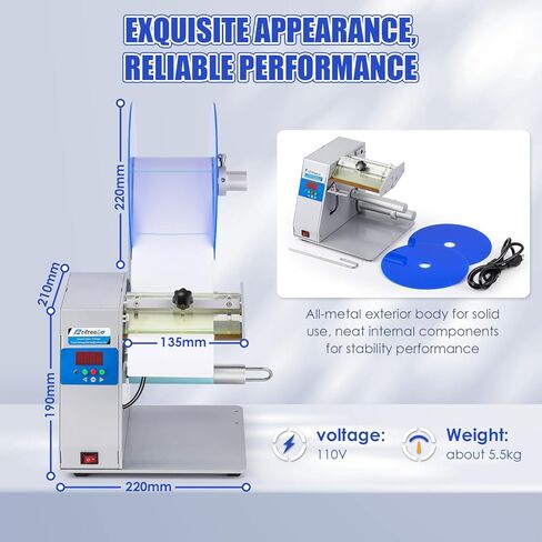 موزع ملصقات شفاف تلقائي من الدرجة الصناعية لفات الملصقات التي يصل عرضها إلى 4.5 بوصة، وقلب اللفة ≥1، وأداة تعرية الملصقات الكهربائية مع مستشعر الألياف الضوئية لجميع أنواع الملصقات بسمك ≥0.25 مم in Kuwait