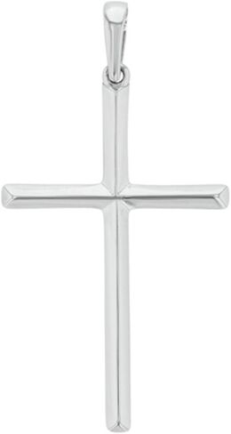 Solid 14K White Gold Simple Cross Charm Pendant in Kuwait