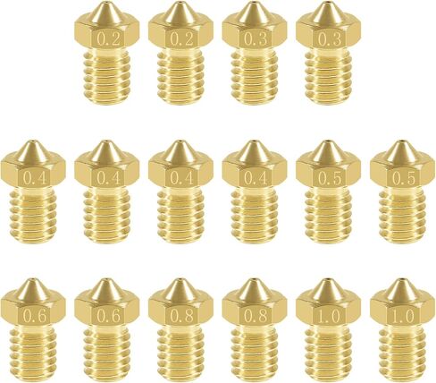 Aokin 16 قطعة فوهات طارد للطابعة ثلاثية الأبعاد فوهات نحاسية لـ E3D V5 V6 0.2 مم 0.3 مم 0.4 مم 0.5 مم 0.6 مم 0.8 مم 1.0 مم لطابعة ثلاثية الأبعاد 1.75 مم in Kuwait