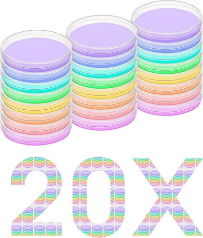 20 Pack Sterile Plastic Petri Dishes with Lid, 90mm Dia x 15mm Deep and1ul&10ul Inoculating Loops, Lab Petri Plate Dish for Lab Analysis, School Projects, LVAE002 in Kuwait