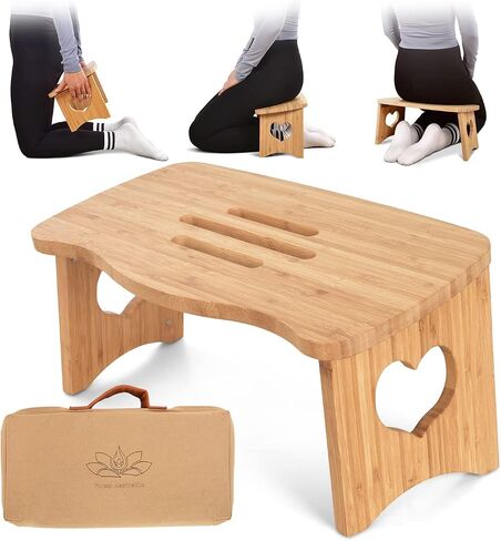 Meditation Bench Folding Kneeling Meditation Bench Kneeling Stool Bamboo Yoga Bench for Extended Practice Includes Folding Chair for Meditation Yoga or Praying in Saudi Arabia