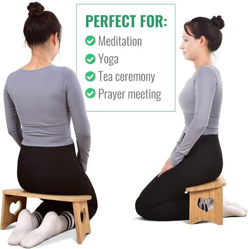 Meditation Bench Folding Kneeling Meditation Bench Kneeling Stool Bamboo Yoga Bench for Extended Practice Includes Folding Chair for Meditation Yoga or Praying in Saudi Arabia