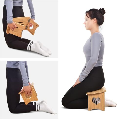 Meditation Bench Folding Kneeling Meditation Bench Kneeling Stool Bamboo Yoga Bench for Extended Practice Includes Folding Chair for Meditation Yoga or Praying in Saudi Arabia