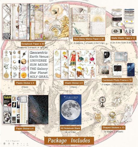 Scrapbooking Supplies Kit, Travel Themed Journaling Supplies Kit with Washi Tape, Sticker, A6 Notebook, Material Paper, Memo Paper, Photo Frame, Craft Gift Set for Teen Adult Beginner, Blue in Kuwait