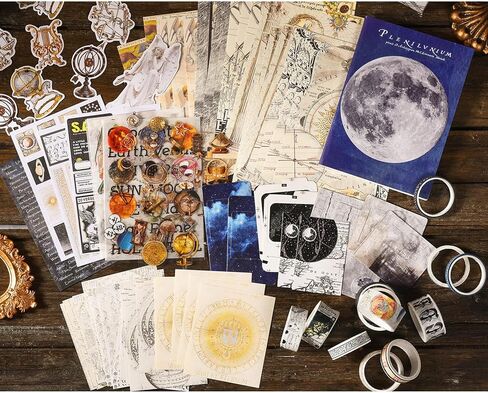 Scrapbooking Supplies Kit, Travel Themed Journaling Supplies Kit with Washi Tape, Sticker, A6 Notebook, Material Paper, Memo Paper, Photo Frame, Craft Gift Set for Teen Adult Beginner, Blue in Kuwait