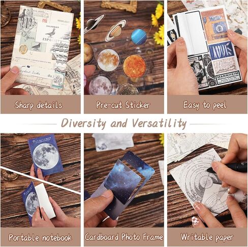 Scrapbooking Supplies Kit, Travel Themed Journaling Supplies Kit with Washi Tape, Sticker, A6 Notebook, Material Paper, Memo Paper, Photo Frame, Craft Gift Set for Teen Adult Beginner, Blue in Kuwait