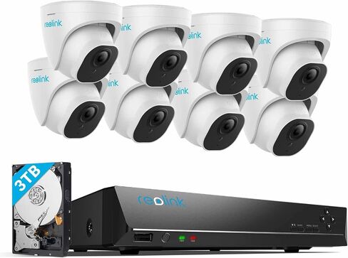 نظام كاميرا أمان REOLINK 4K، 8 قطع H.265 4K PoE كاميرات أمان سلكية مع كشف الحركة، 8MP/4K 16CH NVR مع 3 تيرابايت HDD للتسجيل 24-7، RLK16-800D8 (متجدد) in Saudi Arabia
