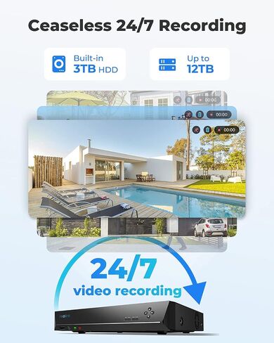 نظام كاميرا أمان REOLINK 4K، 8 قطع H.265 4K PoE كاميرات أمان سلكية مع كشف الحركة، 8MP/4K 16CH NVR مع 3 تيرابايت HDD للتسجيل 24-7، RLK16-800D8 (متجدد) in Saudi Arabia
