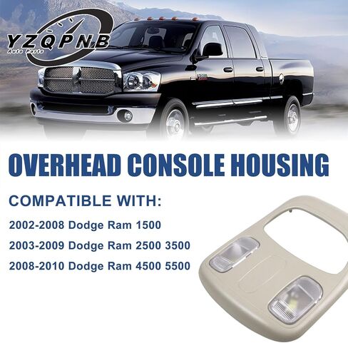 غطاء وحدة التحكم العلوية متوافق مع 2002-2010 دودج رام 1500 2500 3500 4500 5500 تان علوي داخلي قبة خريطة مصباح LED يستبدل 1DK78BD1AA in Kuwait