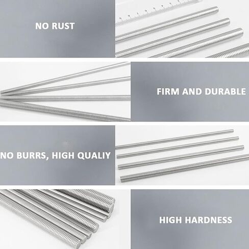 Hooshing 8Pcs M8 x 100mm Stainless Steel Fully Threaded Rod, Long Threaded Screw Right Hand Threads in Saudi Arabia