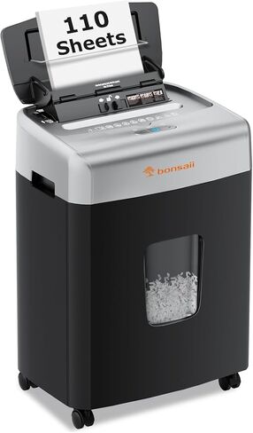 Bonsaii 110-Sheet Autofeed Paper Shredder, 30 Minutes Office Heavy Duty Shredder, Micro Cut P-4 Security Level Home Office Shredders with 6 Gallon Large Bin in Saudi Arabia