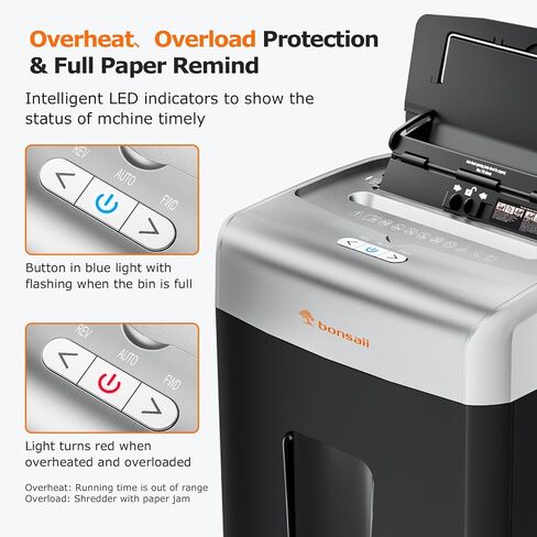 Bonsaii 110-Sheet Autofeed Paper Shredder, 30 Minutes Office Heavy Duty Shredder, Micro Cut P-4 Security Level Home Office Shredders with 6 Gallon Large Bin in Saudi Arabia