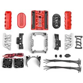 F76 V8 محرك مروحة تبريد محرك المحرك ل 1/10 RC Cover Car Trx-4 TRX-6 SCX10 90046 طقم ترقية (أحمر) in Kuwait