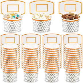 كرة السلة Hoop Snack Cups Descorball Party Party Paper Party Formies Kids Kids Paper Cups Cups يمكن التخلص منها معالجة الأوعية الأطعمة لصالح عيد ميلاد تحت عنوان الكرة (24 قطعة) in Kuwait