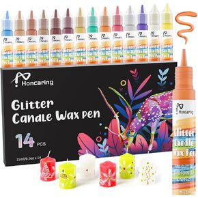 Candle Wax Pen ، من السهل استخدام قلم اللوحة اللامعة ، 14 ألوانًا بريقًا تم تعيينها لكتابة نعمة الشموع ، تزيين ، المزيد من الحرف اليدوية (15 مل/0.5 أوقية*14) in Kuwait