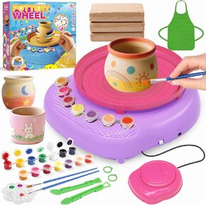Tingingyuli Pottery Wheel for Kids ، أدوات وأدوات الفخار الكاملة للمبتدئين والفنون والحرف اليدوية للأطفال الذين تتراوح أعمارهم بين 8 و 12 عامًا ، وهدايا عيد ميلاد الفنية لطفلة الفتاة 6 7 8 9 10 11 12 (الوردي/الأرجواني) in Kuwait