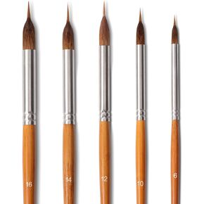 فرش فرش الألوان المائية المهنية - 5 مساءً فرشًا طويلة من تفاصيل نقطة الإبرة الطويلة ، وفرشاة ذات طبعات ذات طبعات ، فرشاة الشعر للخيول للعمل ، غواش ، أكريليك ، نماذج ، أدوات الطلاء الصف الفنان (أسود) in Kuwait