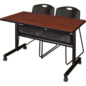 Ressency Flip Top Top Mobile Table مع تواضع ومجموعة Zeng Chair Set 48 × 24 بوصة رمادية/أسود in Kuwait