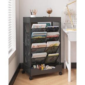 UMDONX Rolling Book Cart Double-Sided Large Capacity Bookshelf on Wheels for Home, Office, Classroom – Holds A4, Letter, and Legal-Size Documents in Saudi Arabia