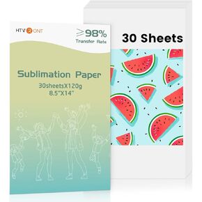 HTVRONT SUBLIMATION PAPER 8.5x14 بوصة - 30 ورقة نقل التسامي ورقة متوافقة مع طابعة نفث الحبر ، من السهل نقل 120 ورقة تسمية GSM للبهلوانات ، القمصان ، الكوارث in Kuwait