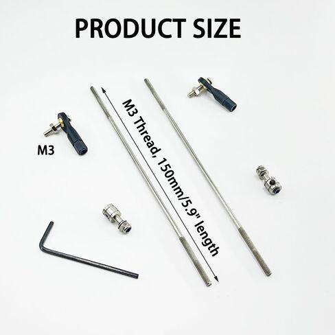 2PCS RC Boat Push Rod Kit Plastic Tie Rod Ends Ball Joint with Pushrod and Pushrod Connector Linkage Stopper for RC Boat Ship Airplane DIY Model Toy Replace Parts (M3 Rod End,M3x150mm Pushrod) in Saudi Arabia