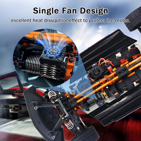 RC Cooling Fan,28000RPM Alluminum Motor Fan with Heatsink for RC Car 1/8 1/10 Scale 540 550 3650 3660 3670 Motor (Black Red) in Saudi Arabia