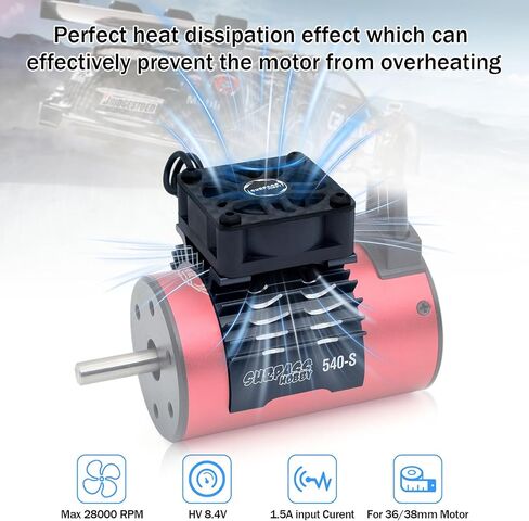RC Cooling Fan,28000RPM Alluminum Motor Fan with Heatsink for RC Car 1/8 1/10 Scale 540 550 3650 3660 3670 Motor (Black Red) in Saudi Arabia
