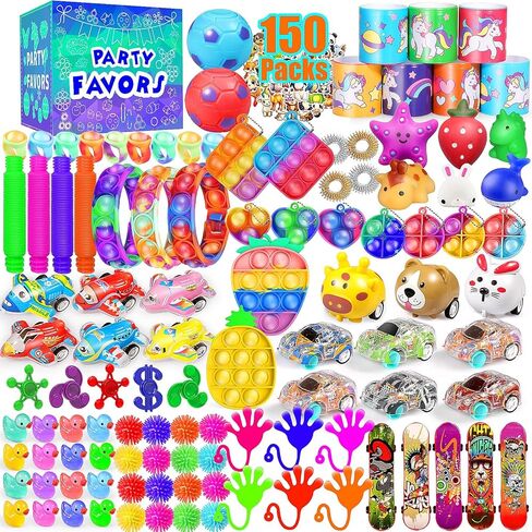 Party Favors for Kids 8-12 4-8, 150-Pack Fidget Toys Bulk, Treasure Box Toys for Classroom, Stocking Stuffers Goodie Bags, Classroom Prizes, Birthday Holiday for Boys Girls in Kuwait