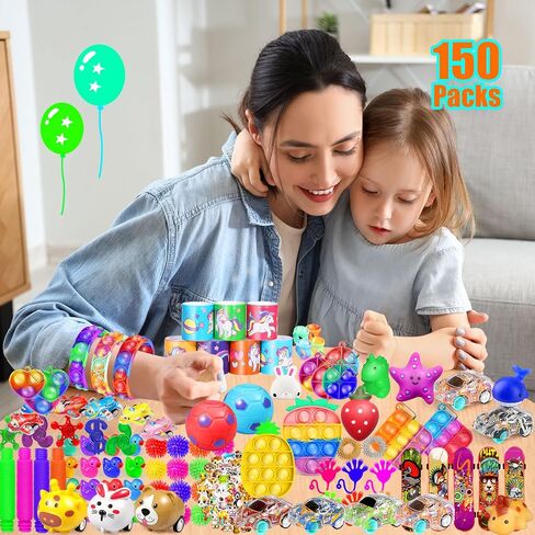 Party Favors for Kids 8-12 4-8, 150-Pack Fidget Toys Bulk, Treasure Box Toys for Classroom, Stocking Stuffers Goodie Bags, Classroom Prizes, Birthday Holiday for Boys Girls in Kuwait