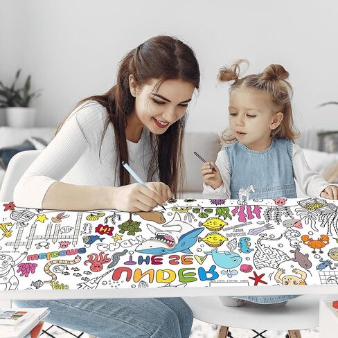 تحت ذا سيز ديكورات تلوين المائدة والملصق العملاق 30 × 72 بوصة - طقم موضوع المحيط مع لعبة مطاردة الكنز ، أنشطة الحرف الحيوانية للحيوانات لتوفيات المنزل الفصول الدراسية in Kuwait