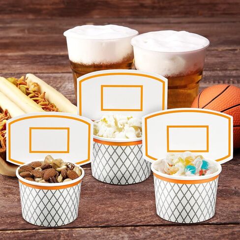 كرة السلة Hoop Snack Cups Descorball Party Party Paper Party Formies Kids Kids Paper Cups Cups يمكن التخلص منها معالجة الأوعية الأطعمة لصالح عيد ميلاد تحت عنوان الكرة (24 قطعة) in Saudi Arabia
