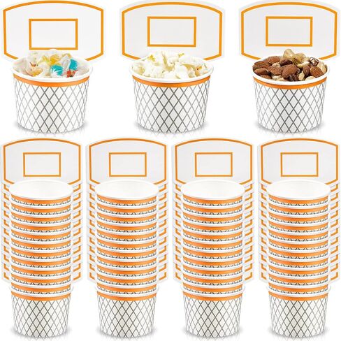 كرة السلة Hoop Snack Cups Descorball Party Party Paper Party Formies Kids Kids Paper Cups Cups يمكن التخلص منها معالجة الأوعية الأطعمة لصالح عيد ميلاد تحت عنوان الكرة (24 قطعة) in Saudi Arabia