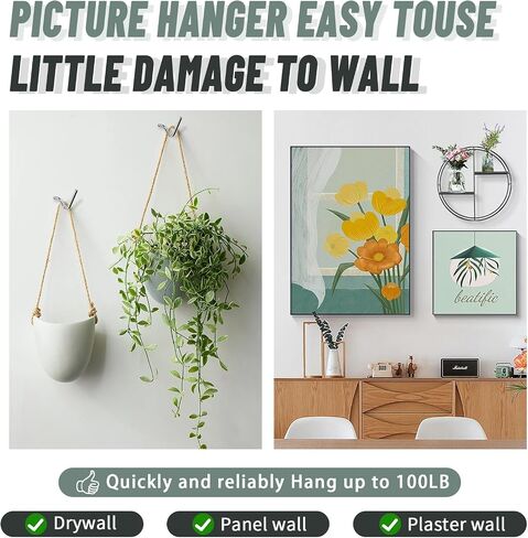 30pcs Super Hook Picture Hangers and Office Pack, Drywall Hooks for Hanging Pictures, Wall Hooks, Picture Hangers, Picture Hanging Kit，Hang Art, Clock, Shelves, Mirrors in Kuwait
