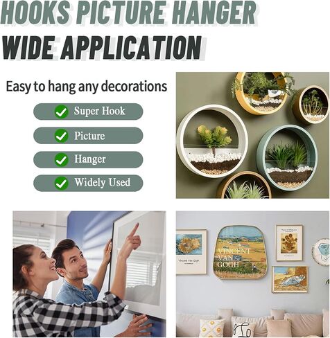 30pcs Super Hook Picture Hangers and Office Pack, Drywall Hooks for Hanging Pictures, Wall Hooks, Picture Hangers, Picture Hanging Kit，Hang Art, Clock, Shelves, Mirrors in Kuwait