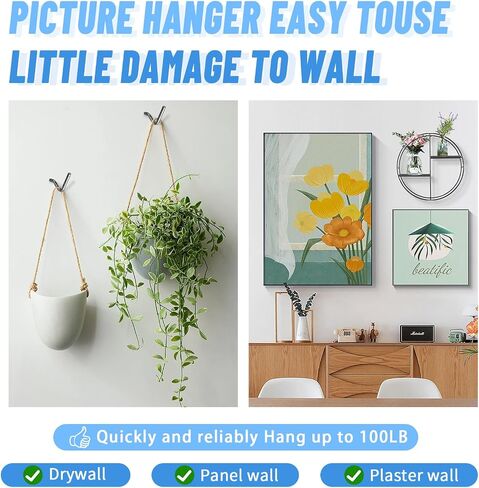 30pcs Super Hook Picture Hangers and Office Pack, Drywall Hooks for Hanging Pictures, Wall Hooks, Picture Hangers, Picture Hanging Kit，Hang Art, Clock, Shelves, Mirrors in Kuwait
