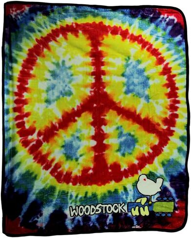 TIe Dye Peace Sign Woodstock Plush Fleece Throw Blanket in Saudi Arabia