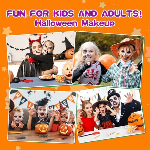 GOTIDEAL Face Painting Kit for Kids-20 Colors Water Activated Skin Face Paint Palette with Brushes,Stencils,Stickers,Glitter|Professional Facepaint Makeup kit for Halloween,Cosplay,Parties in Kuwait