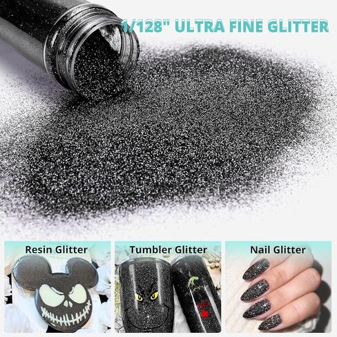 Htvront Holographic Extra Fine Glitter Powder - 50g/1.76oz ، للراتنج ، 0.008 "مسحوق بريق فائق الفائق المحمولة للأظافر ، وصنع الشموع ، والحرف ، واللاحقة الفضية الدقيقة الوحل in Kuwait