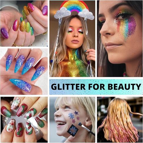 Htvront Holographic Extra Fine Glitter Powder - 50g/1.76oz ، للراتنج ، 0.008 "مسحوق بريق فائق الفائق المحمولة للأظافر ، وصنع الشموع ، والحرف ، واللاحقة الفضية الدقيقة الوحل in Kuwait