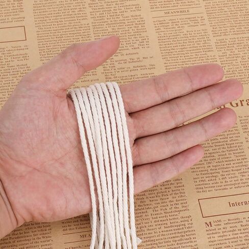 Macrame Cord 4mm × 547yards ، حبل Macrame Natural Cotton - 4 خيوط ملتوية من الحبل القطن Macrame للتعليق على الحائط ، شماعات النبات ، الحرف ، غلاف الهدايا ، زينة الزفاف （4mmx500m） in Kuwait