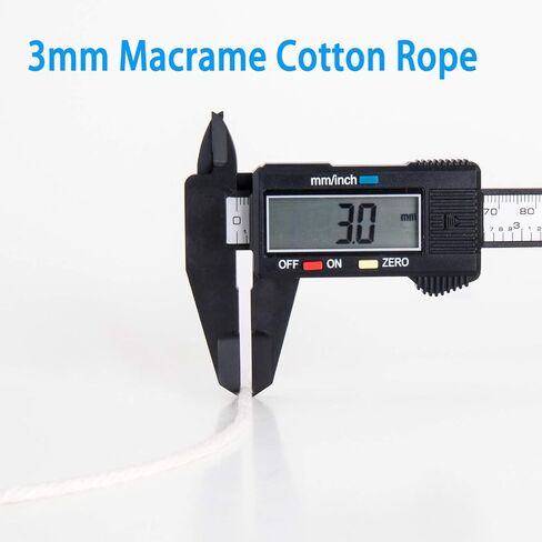 Macrame Cord 4mm × 547yards ، حبل Macrame Natural Cotton - 4 خيوط ملتوية من الحبل القطن Macrame للتعليق على الحائط ، شماعات النبات ، الحرف ، غلاف الهدايا ، زينة الزفاف （4mmx500m） in Kuwait