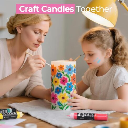Nicpro Candle Wax Pen, 24 Colors 3D Candle Paint Include Glitter Silver Gold, Safe DIY Candle Making & Painting Kit, Dry Fast Vibrant Colors Wax Paint for Birthday Holidays Wedding Party (1 oz, 30 ml) in Saudi Arabia