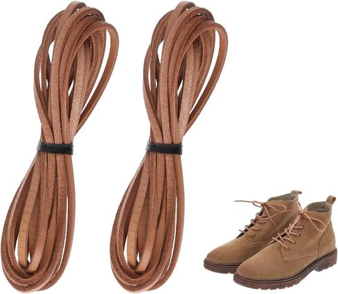 2 Pcs 3mm Leather Shoe Laces Boot Laces, Square Leather String Strips for Craft Jewelry Making Shoe Lace Braided Bracelets Necklaces(Brown) in Saudi Arabia