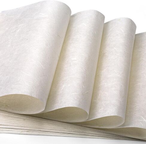 ورق الأرز Garfxg لـ Decoupage Natural A4 Mulberry Paper 50 ورقة للكتابة والطلاء والطباعة وزينه ، وصنع البطاقات ، ولف هدايا فنية DIY -اللون. in Kuwait