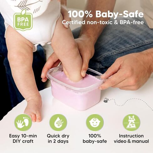 Keababies kiting kit kit jould اليدين والقدمين-طقم يدوي ثلاثي الأبعاد من الولادة الولادة وقاعدة خشبية أنيقة ، قوالب سهلة للرضع من 0-9 أشهر ، تذكار طفل خالٍ من BPA ، هدايا دش للأمهات (مستديرة ، خشب الرماد) in Saudi Arabia