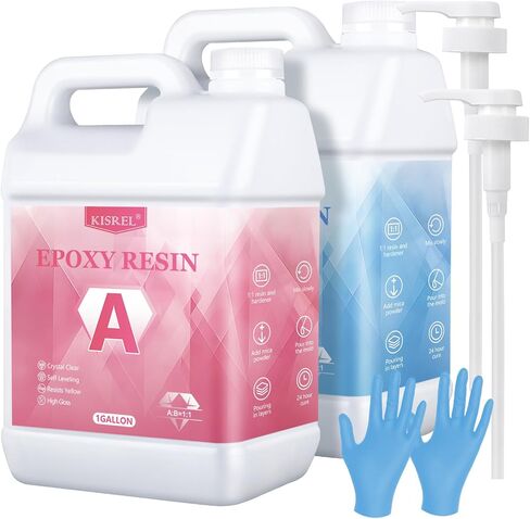 Kisrel epoxy Resin 82oz - مجموعة راتنجات الإيبوكسي الصافية - لا يوجد صفراء لا تصب الفقاعة الفنية للفنون الحرف الفنية ، وصنع المجوهرات ، والخشب والعفن (41 أوقية × 2) in Kuwait