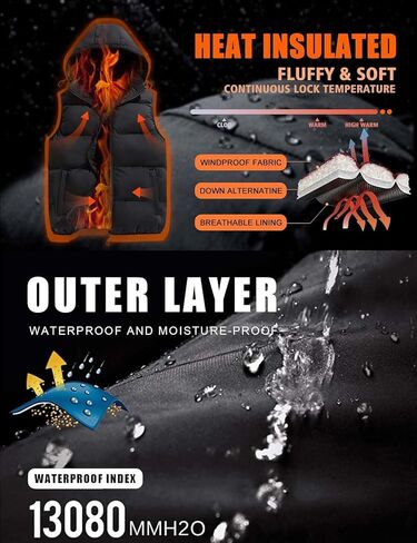 Gihuo Men's Hooded Puffer Vest Sleeveless Zip Up Padded Jackets Coat Lightweight Quilted Gilet with Pockets in Kuwait