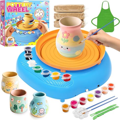 Pottery Wheel for Kids– Complete DIY Pottery Painting Kit for Ages 8-12 Beginners with 4 Air-Dry Clay Packs and Tools, Arts & Crafts Supplies Toys Birthday Gift for Boys Girls 6+ Years Old (Pink) in Kuwait